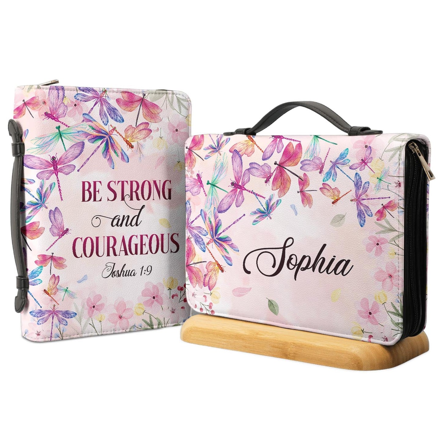  Personalized Bible Cover - Be Strong And Courageous Joshua 1 9 Dragonfly Bible Cover for Christians