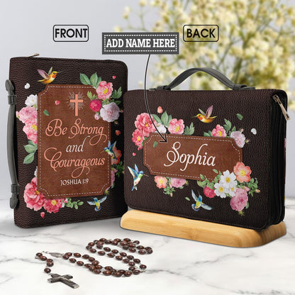  Personalized Bible Cover - Be Strong And Courageous Joshua 1 9 Hummingbird Vintage Flower Bible Cover for Christians