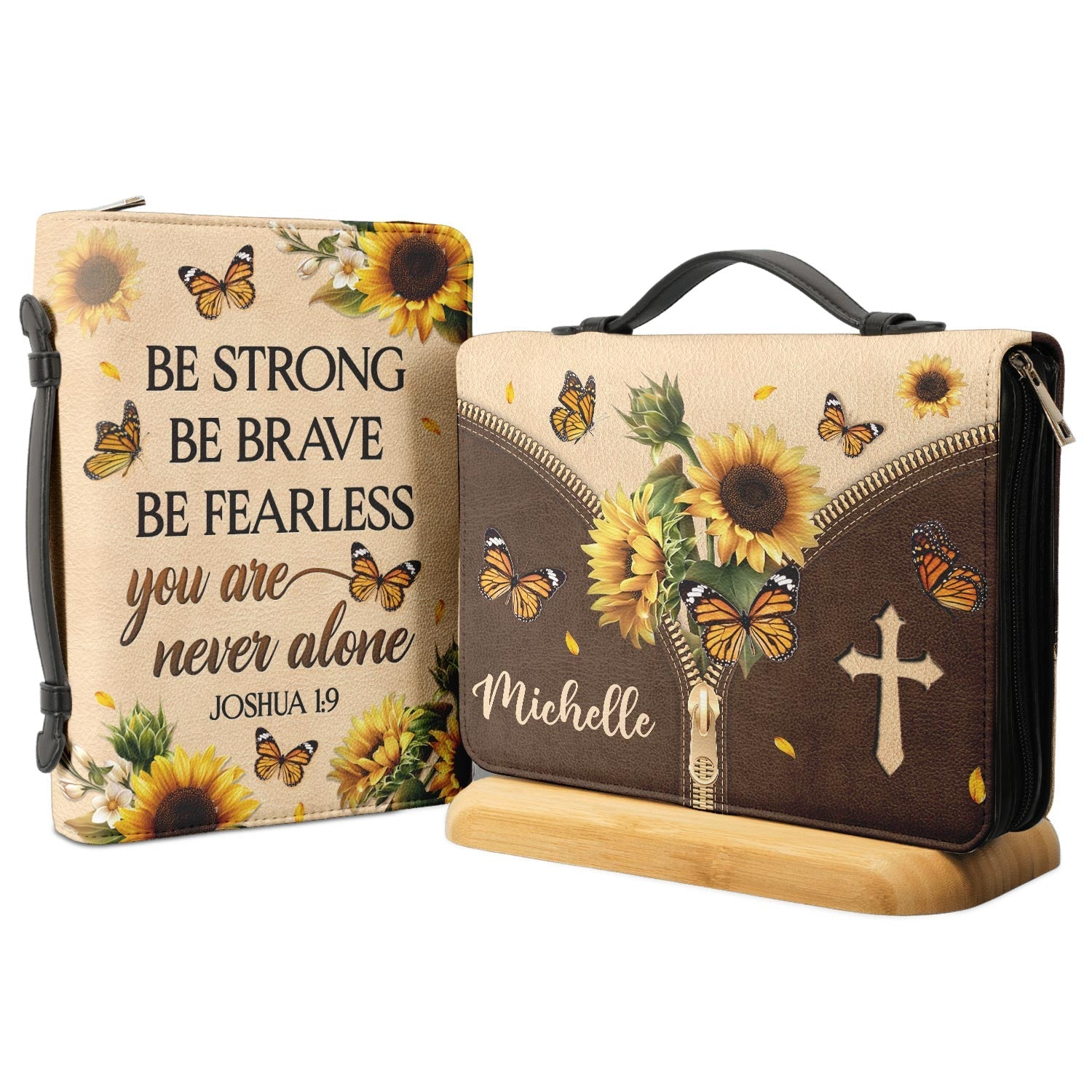  Personalized Bible Cover - Be Strong Be Brave Be Fearless You Are Never Alone Joshua 1 9 Bible Cover for Christians