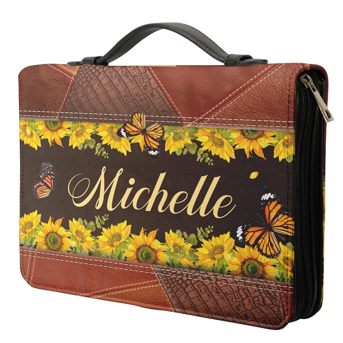  Personalized Bible Cover - Because Of Your Faith It Will Happen Matthew 9 29 Butterfly Flower Bible Cover for Christians