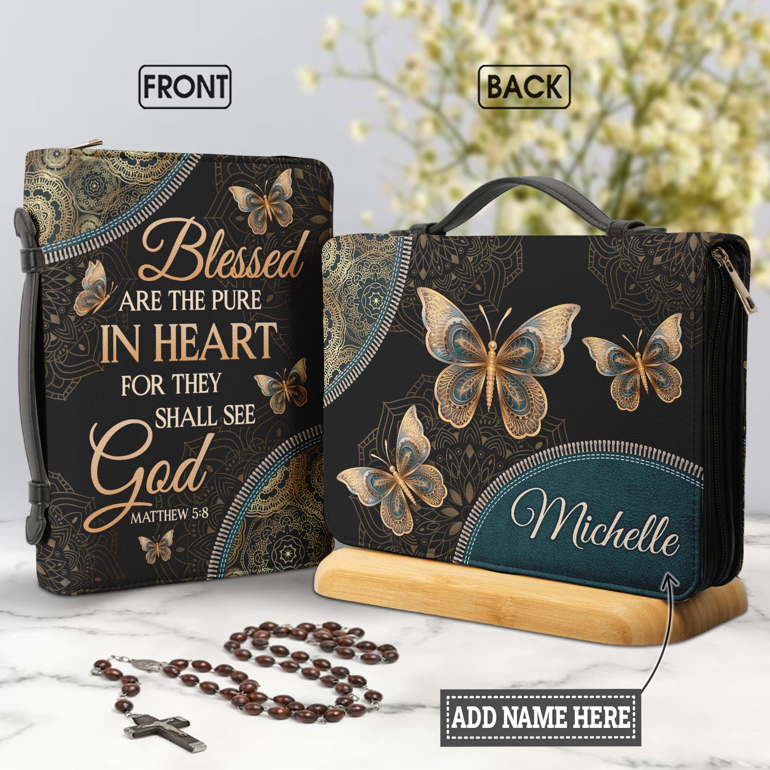 Personalized Bible Cover - Blessed Are The Pure In Heart For They Shal ...