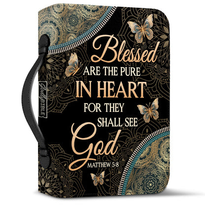 Personalized Bible Cover - Blessed Are The Pure In Heart For They Shall See God Matthew 5 8 Butterfly Mandala Bible Cover