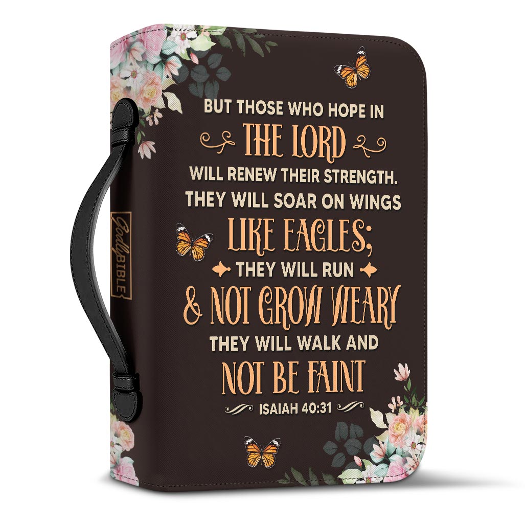 Personalized Bible Cover - But Those Who Hope In The Lord Will Renew Their Strength Isaiah 40 31 Lion Butterfly Bible Cover