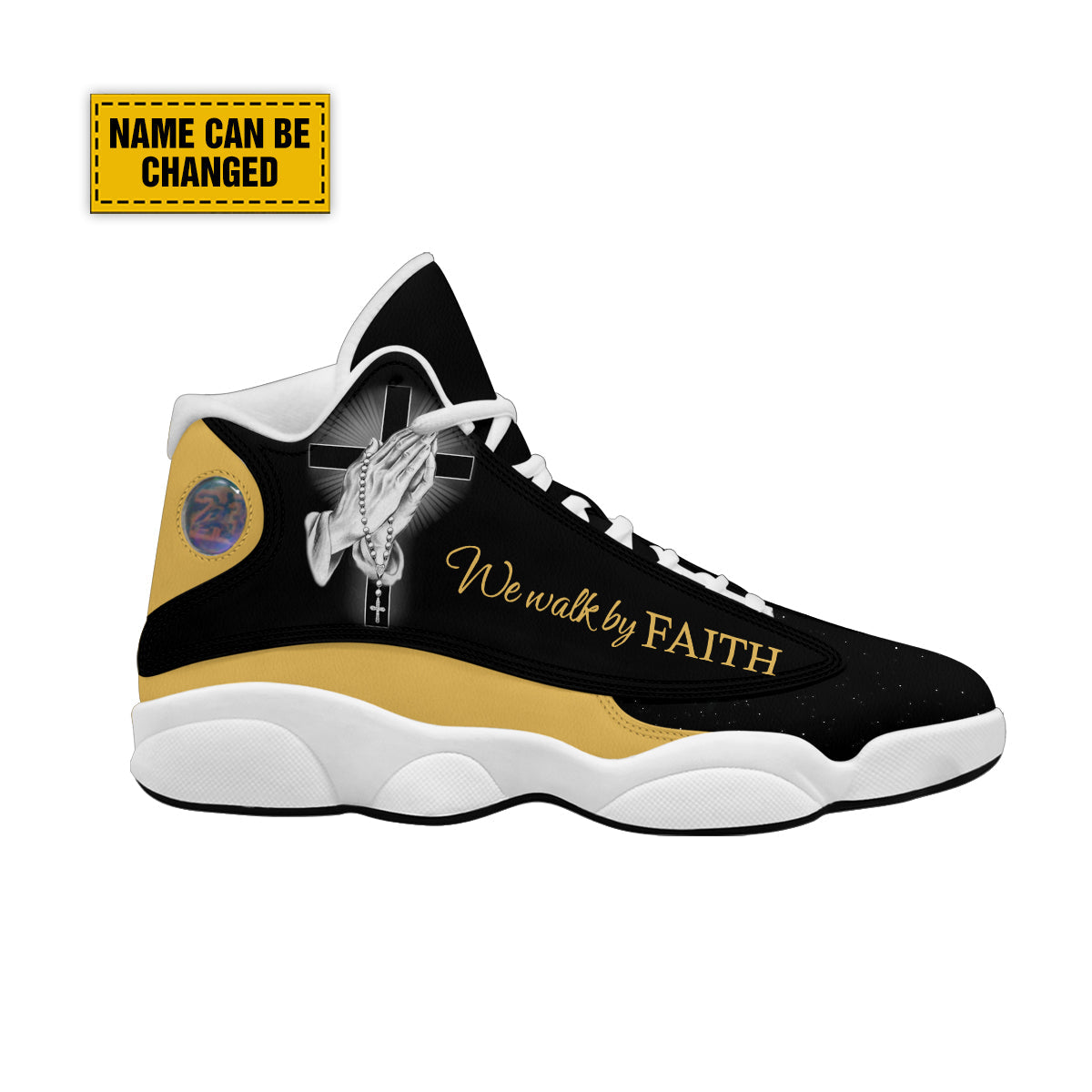 Personalized We Walk By Faith J13 Shoes - Hands Praying God Shoes - Jesus Shoes