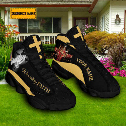 Personalized We Walk By Faith J13 Shoes - Hands Praying God Shoes - Jesus Shoes
