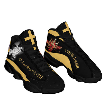 Personalized We Walk By Faith J13 Shoes - Hands Praying God Shoes - Jesus Shoes