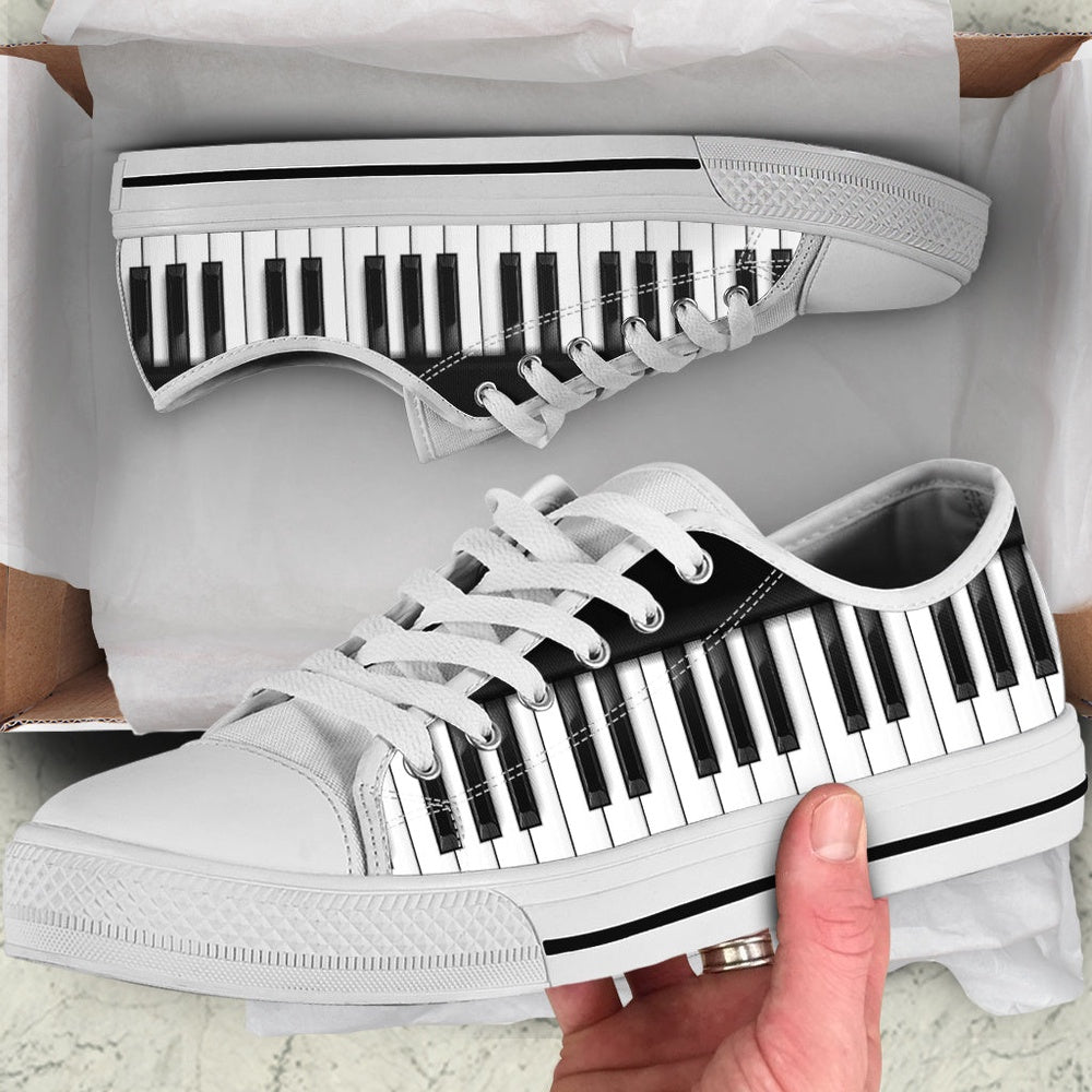 Piano Shortcut Low Top Music Fashion Shoes, Canvas Shoes Design, Low Top Sneaker