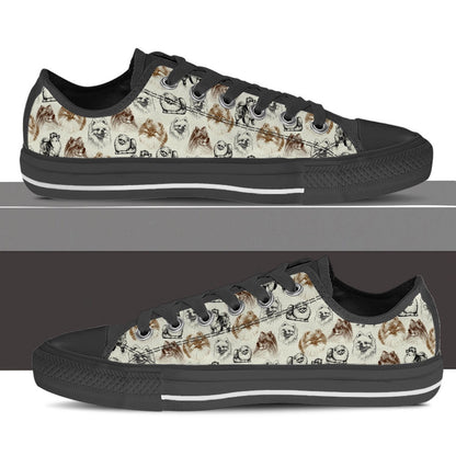 Pomeranian Low Top Shoes - Low Top Sneaker, Dog Printed Shoes, Canvas Shoes For Men, Women