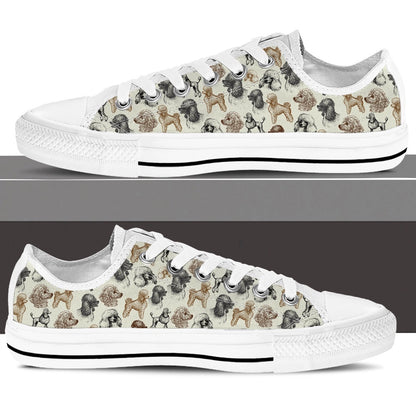 Poodle Low Top Shoes - Lowtop Casual Shoes Gift For Adults, Dog Printed Shoes, Canvas Shoes For Men, Women
