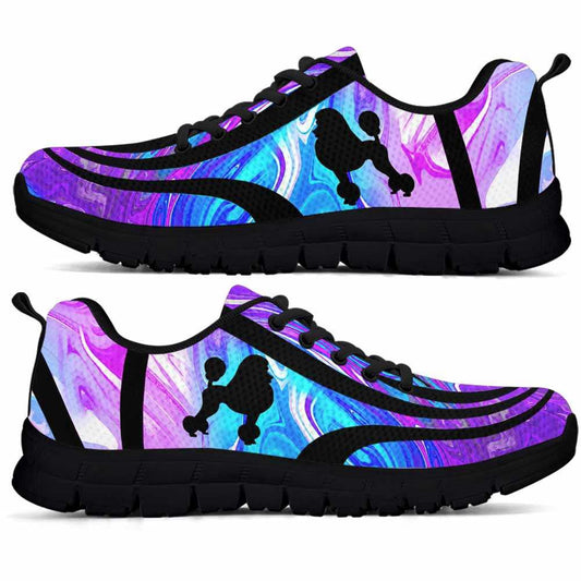 Poodle Sneaker, Poodle Dog Lovers Blue Purple Wave Sneakers Gym Running Shoes Gift Women Men, Poodle Shoes