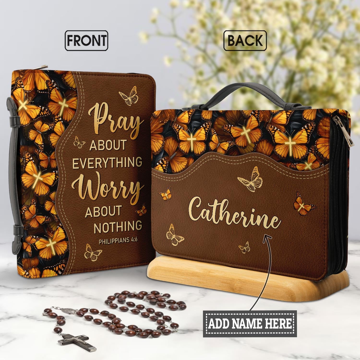Pray About Everything Worry About Nothing Philippians 4 6 Butterfly Personalized Bible Cover
