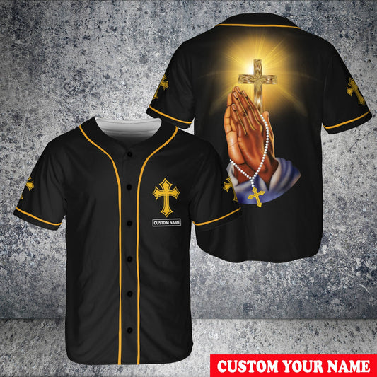 Pray Christ Who Strengthens Me Cross Custom Baseball Jersey - Personalized Jesus Baseball Jersey For Men and Women