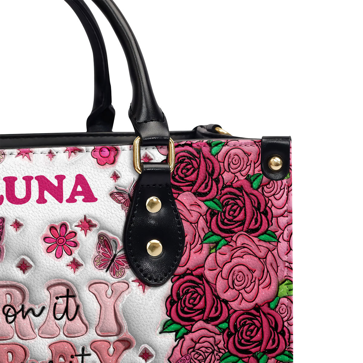 Pray On It 3d Effect Personalized Leather Handbag - Jesus Handbag