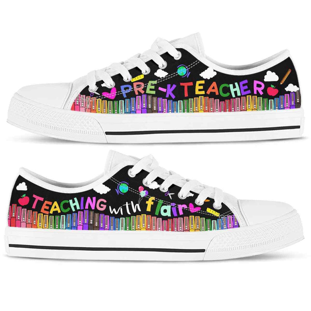 Pre K Teacher Teaching With Flair Low Top Shoes, Teacher Shoes, Low Top Sneakers