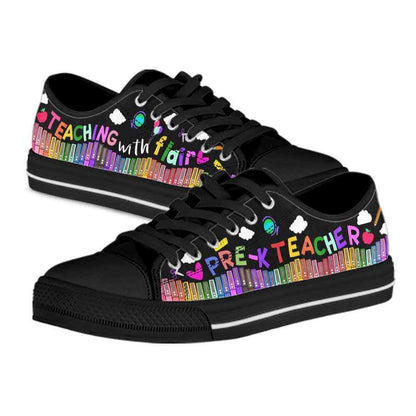 Pre K Teacher Teaching With Flair Low Top Shoes, Teacher Shoes, Low Top Sneakers