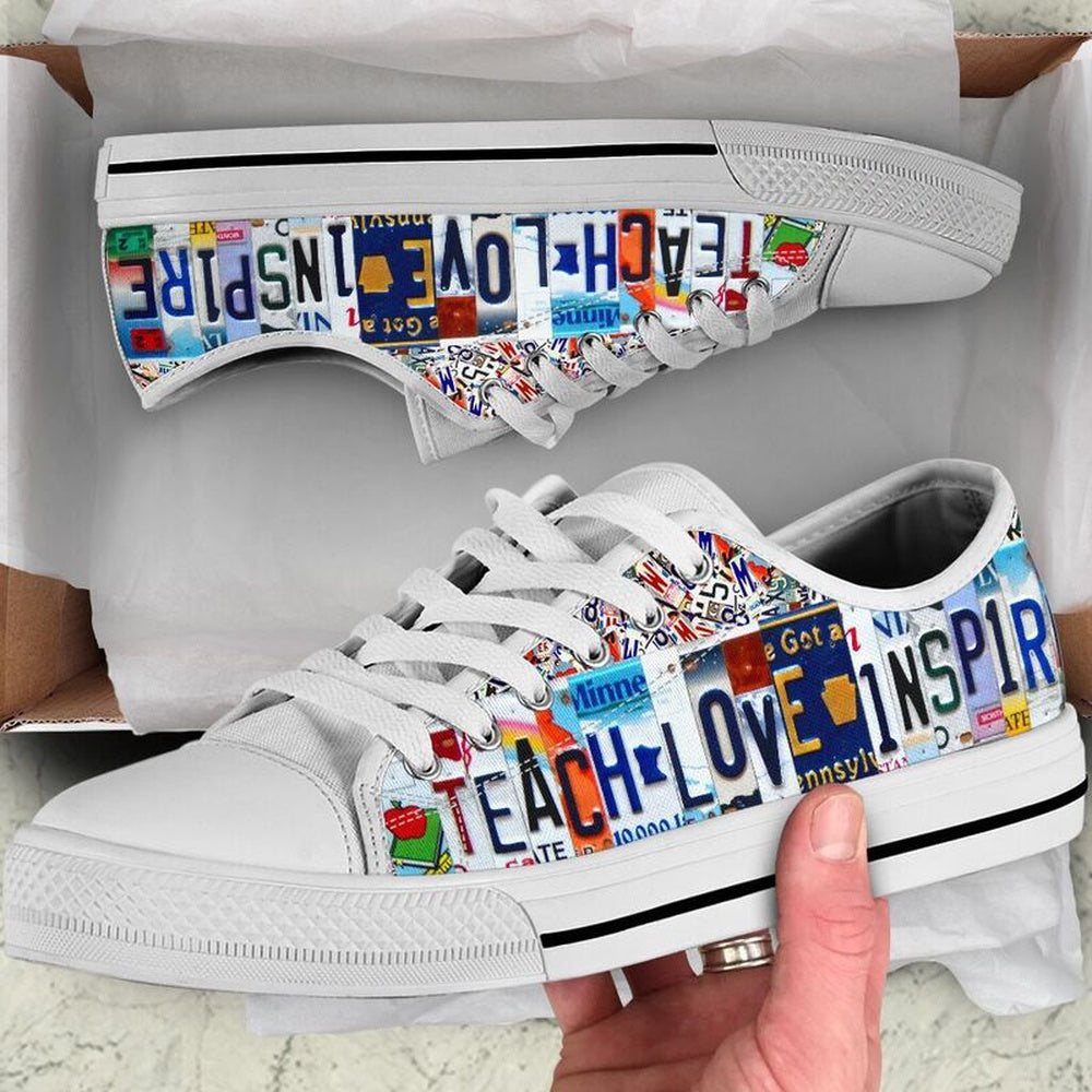 Preschool Inspire License Plates Low Top Shoes, Teacher Shoes, Low Top Sneakers