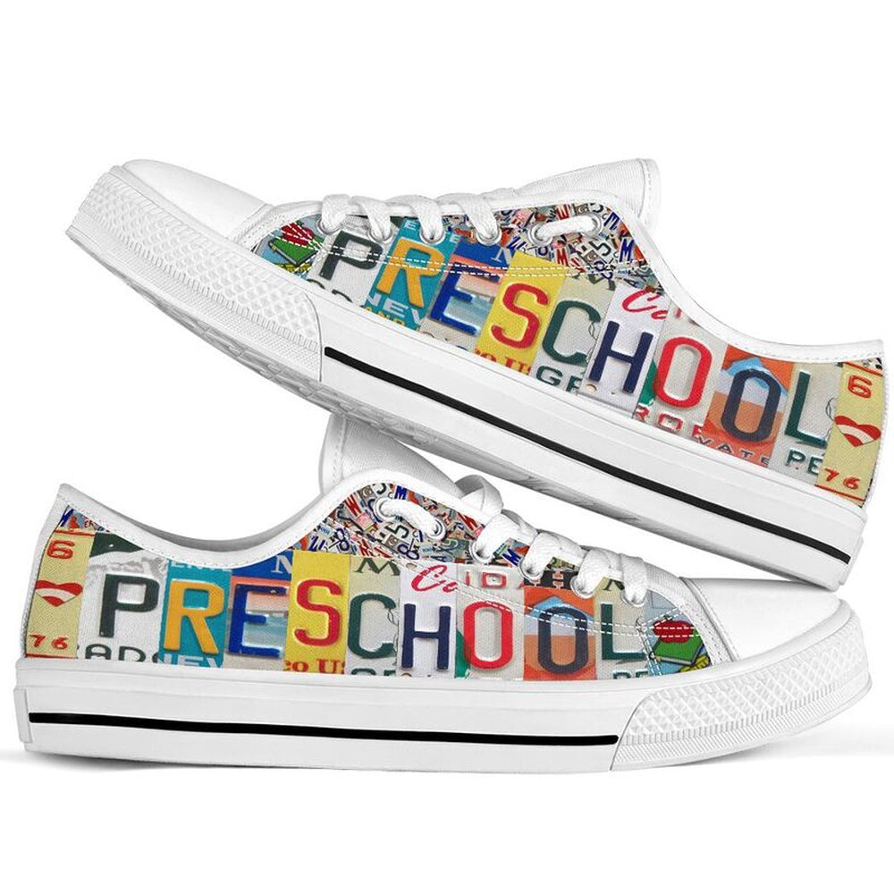 Preschool License Plates Low Top Shoes, Teacher Shoes, Low Top Sneakers