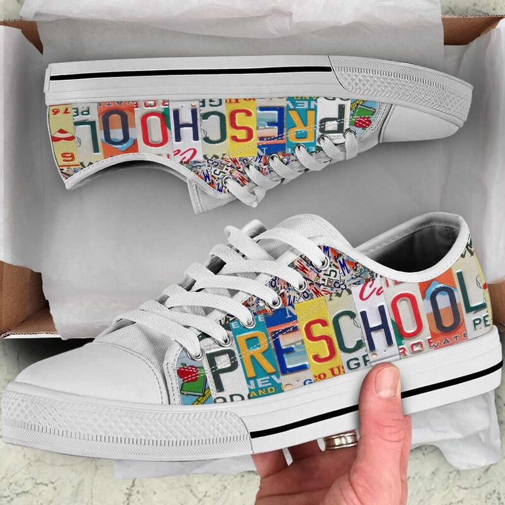 Preschool License Plates Low Top Shoes, Teacher Shoes, Low Top Sneakers
