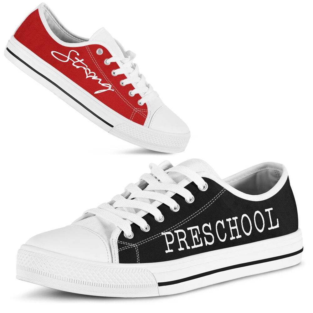 Preschool Strong Red Black Shoes, Teacher Shoes, Low Top Sneakers ...