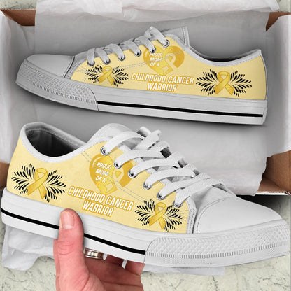 Proud Mom Of Childhood Cancer Warrior Low Top Shoes, Breast Cancer Awareness Shoes