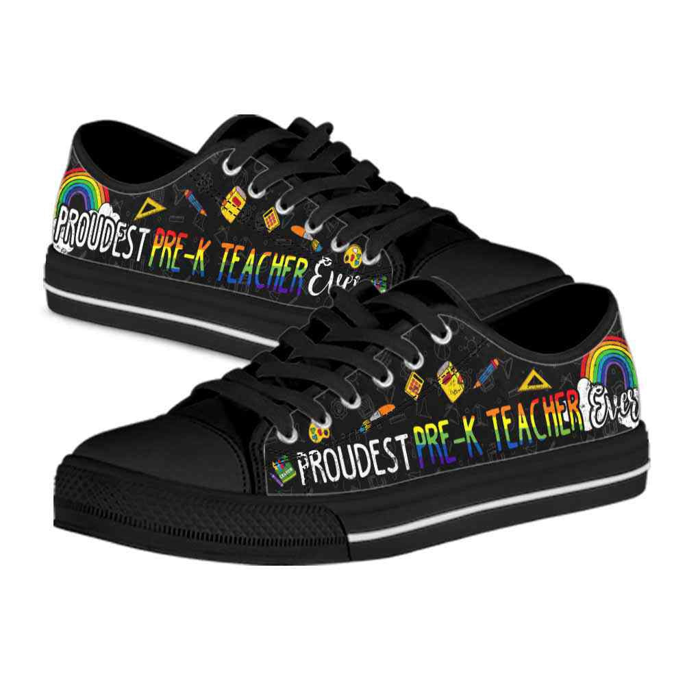Proudest Pre K Teacher Ever Rainbow Low Top Shoes, Teacher Shoes, Low Top Sneakers