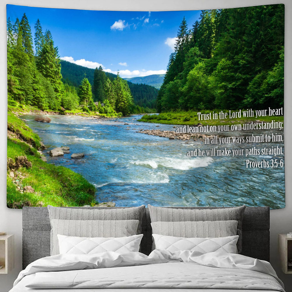 Proverbs 35-6 18 Trust In The Lord With All Your Heart' Tapestry - Bible Verse Tapestry