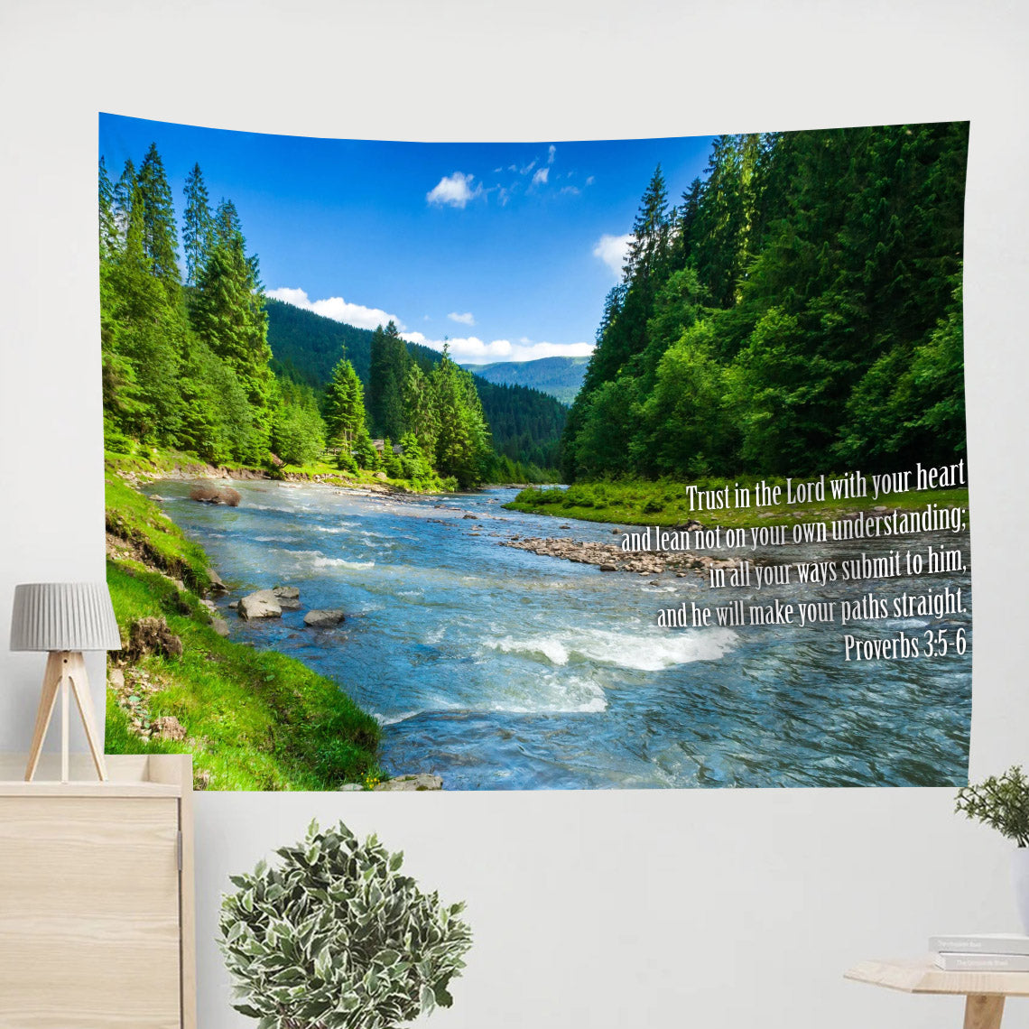 Proverbs 35-6 18 Trust In The Lord With All Your Heart' Tapestry - Bible Verse Tapestry