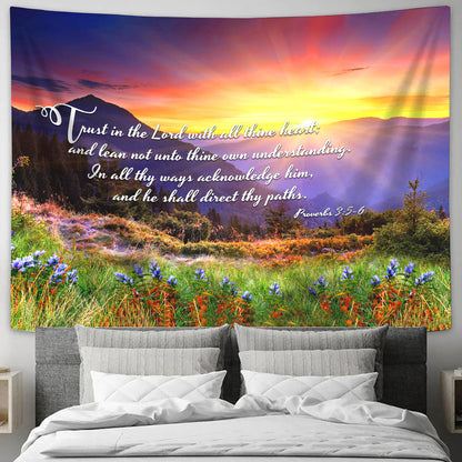 Proverbs 35-6 Kjv 'Trust In The Lord' Christian Tapestry - Christian Wall Tapestries