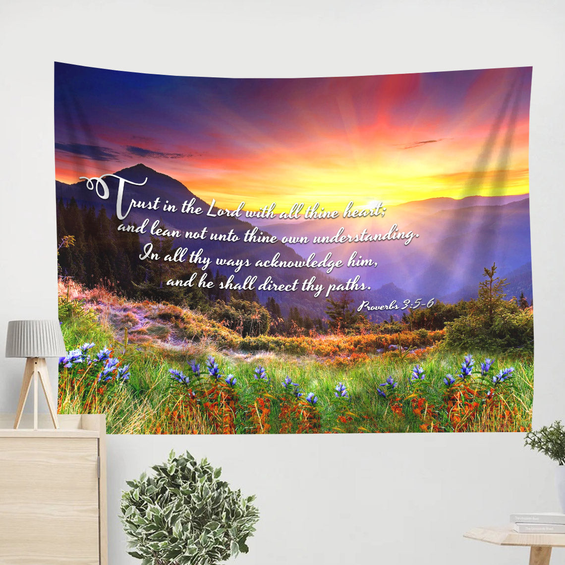 Proverbs 35-6 Kjv 'Trust In The Lord' Christian Tapestry - Christian Wall Tapestries