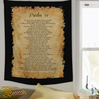 Psalm 91 He Will Call Upon Me And I Will Answer Him Tapestry - Christian Tapestry - Bible Verse Tapestry