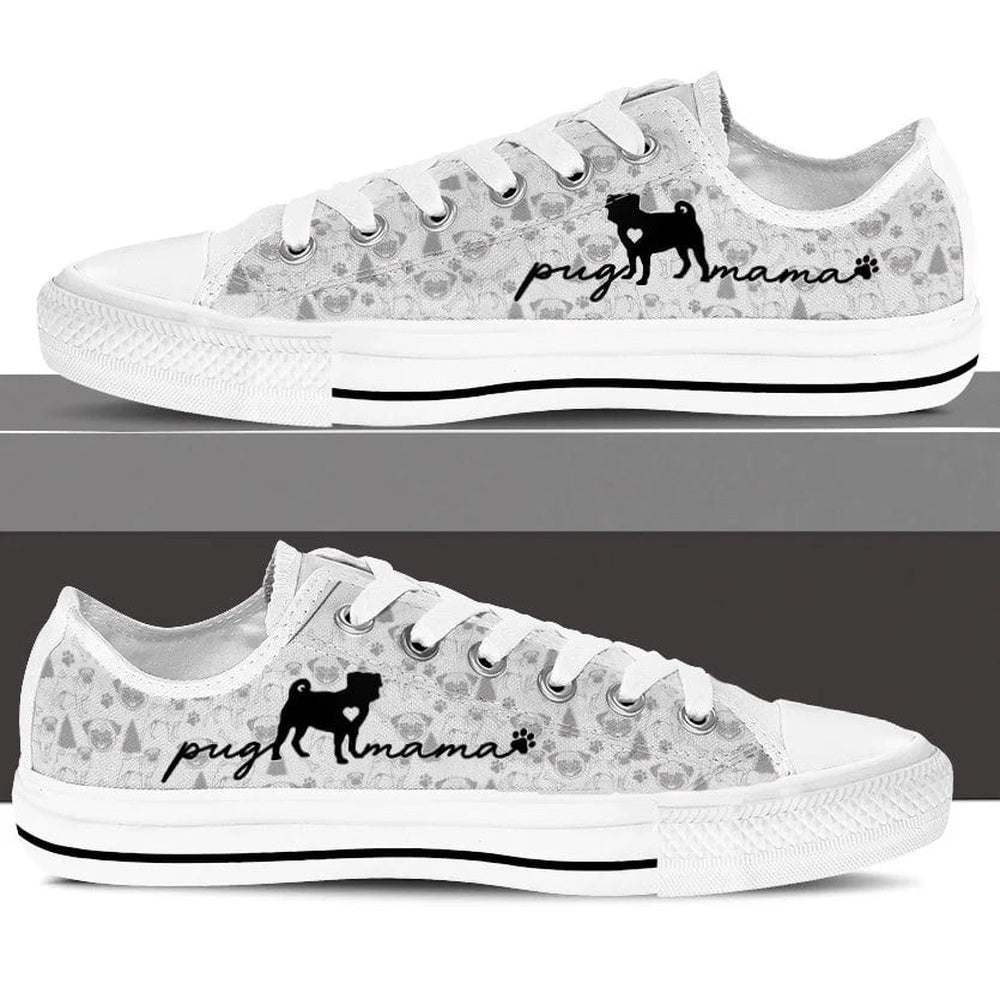 Pug Low Top Shoes - Dog Walking Shoes Men Women, Dog Printed Shoes, Canvas Shoes For Men, Women