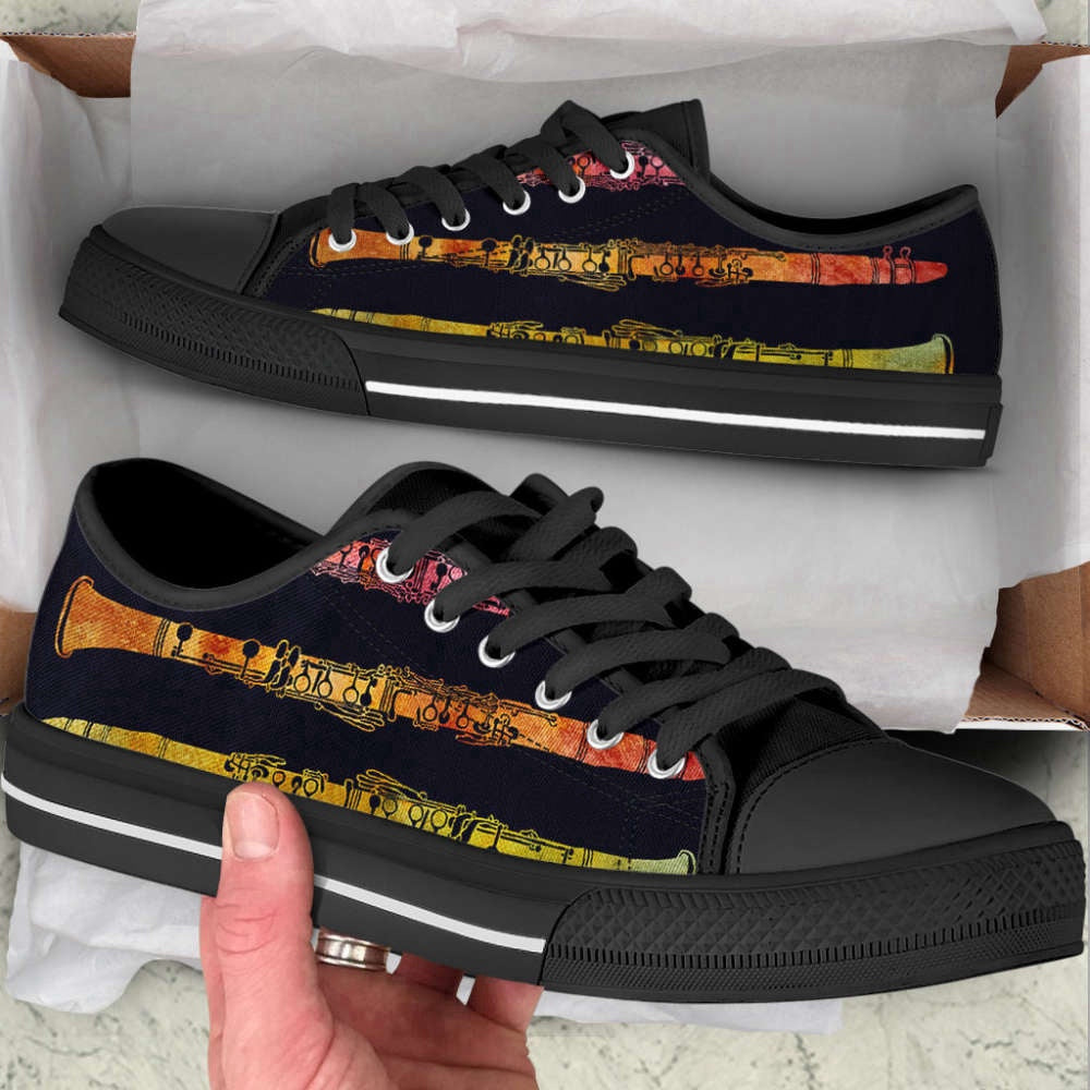 Rainbow Watercolor Clarinet Low Top Canvas Shoes , Low Top Sneaker, Low Top Canvas Shoes