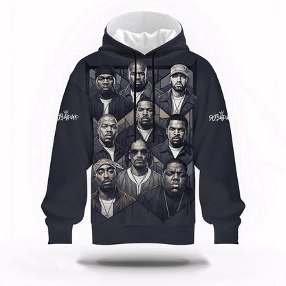 Rap Legends Black White Hoodie, Rapper 3D Hoodie, Rap Legends Hoodie