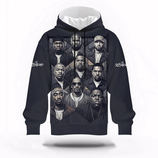 Rap Legends Black White Hoodie, Rapper 3D Hoodie, Rap Legends Hoodie
