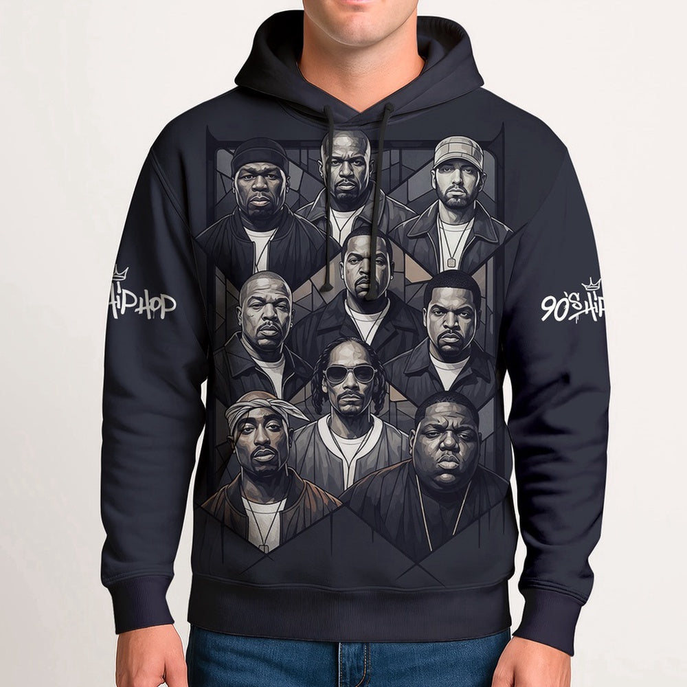 Rap Legends Black White Hoodie, Rapper 3D Hoodie, Rap Legends Hoodie