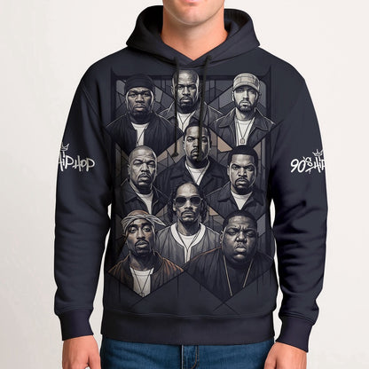 Rap Legends Black White Hoodie, Rapper 3D Hoodie, Rap Legends Hoodie