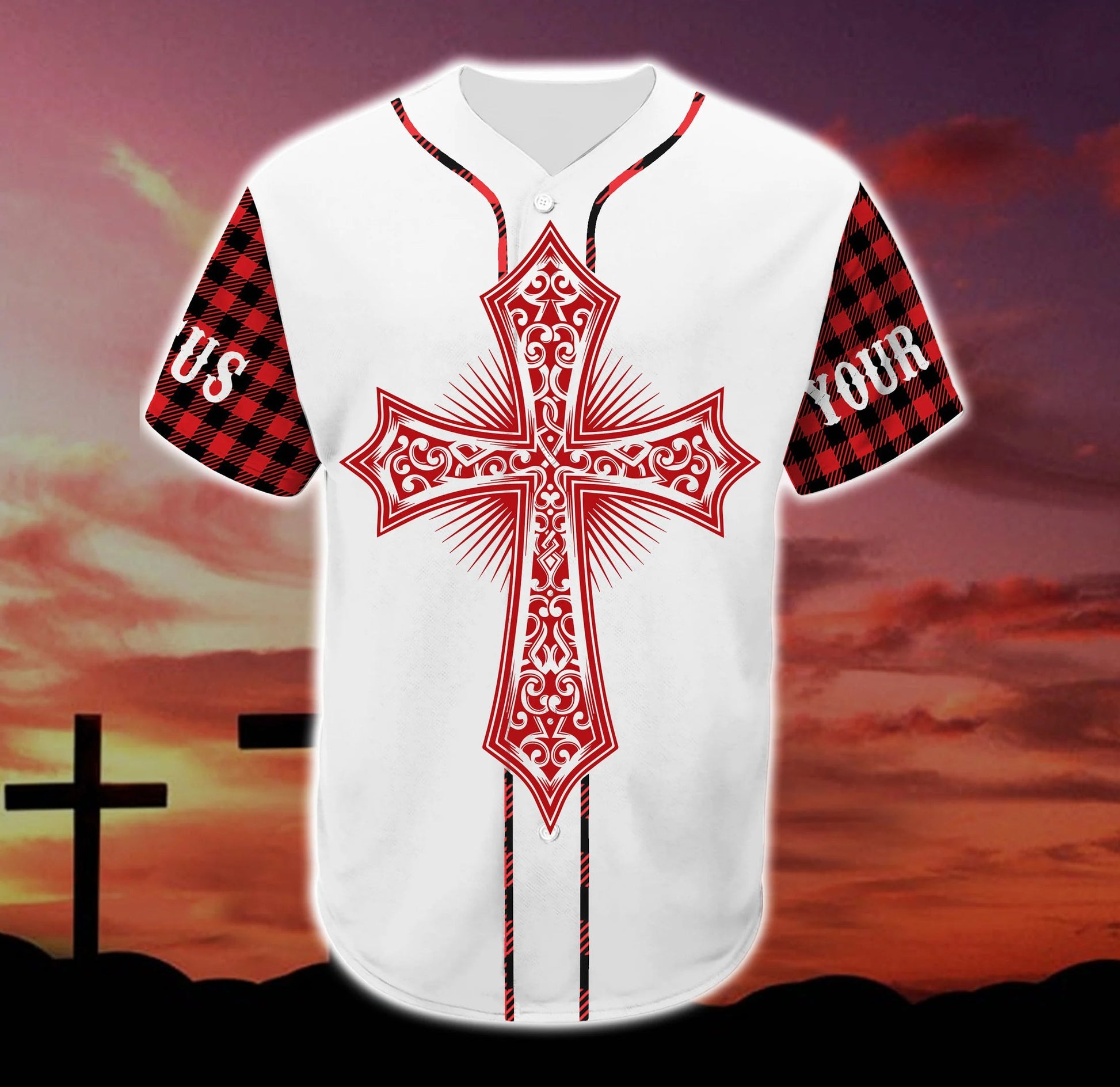 Red Cross I Dont Believe In Luck I Believe In Jesus Custom Baseball Jersey - Personalized Jesus Baseball Jersey For Men and Women