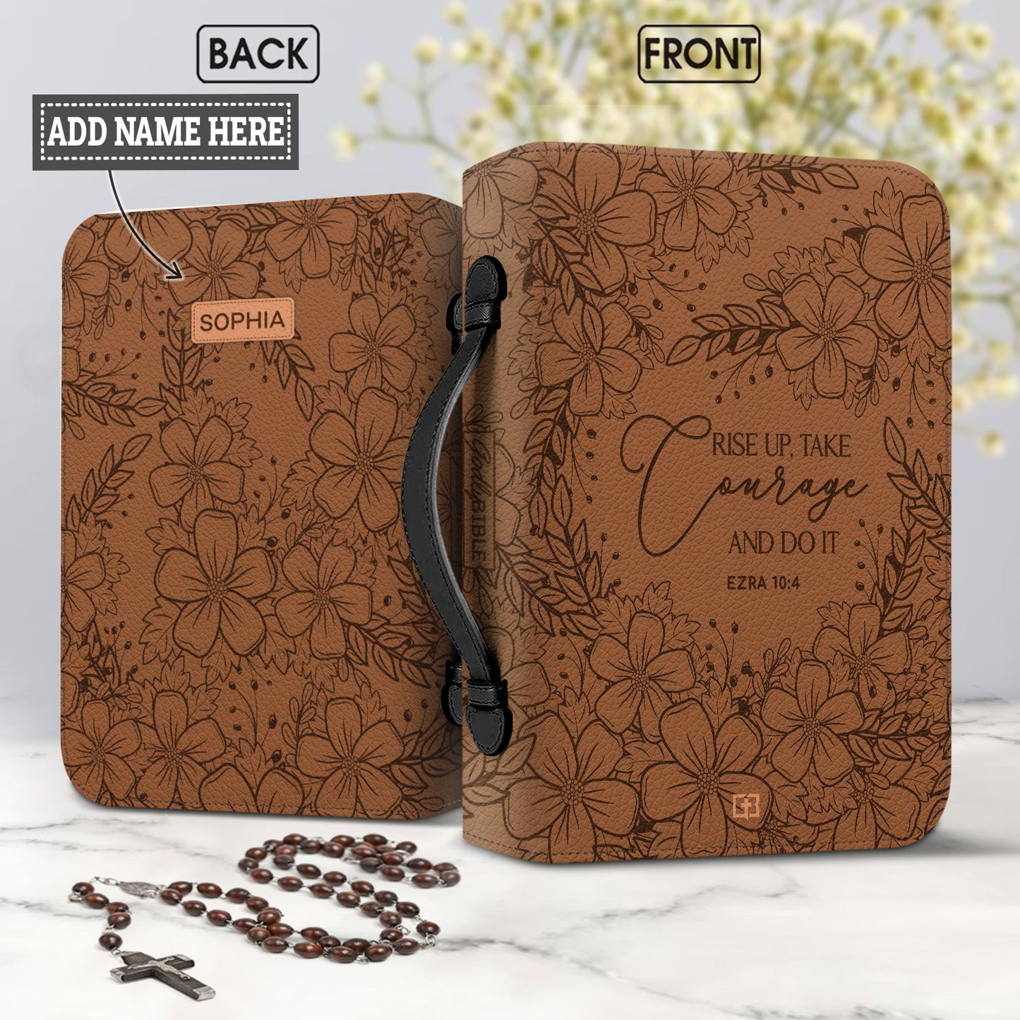 Rise Up Take Courage And Do It Ezra 10 4 Lily Personalized Bible Cover - Christian Bible Covers For Women