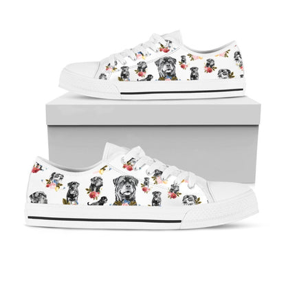 Rottweiler White Low Top Shoes - Stylish Footwear, Dog Printed Shoes, Canvas Shoes For Men, Women