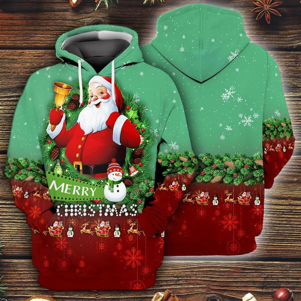 Santa Claus Merry Christmas All Over Print 3D Hoodie For Men And Women, Christmas Gift, Warm Winter Clothes, Best Outfit Christmas