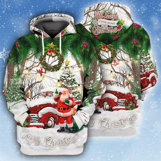 Santa Claus Merry Christmas 4 All Over Print 3D Hoodie For Men And Women, Christmas Gift, Warm Winter Clothes, Best Outfit Christmas