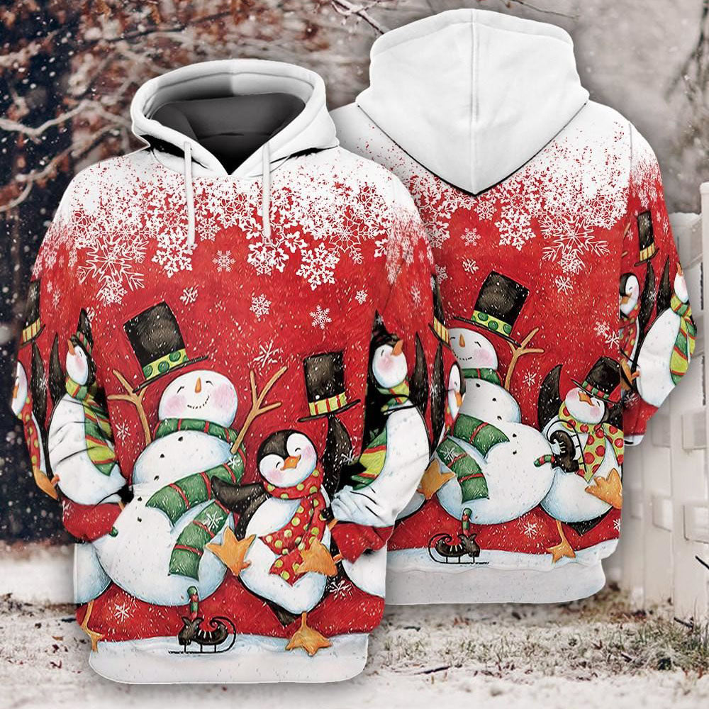 Snowman Christmas All Over Print 3D Hoodie For Men And Women, Christmas Gift, Warm Winter Clothes, Best Outfit Christmas