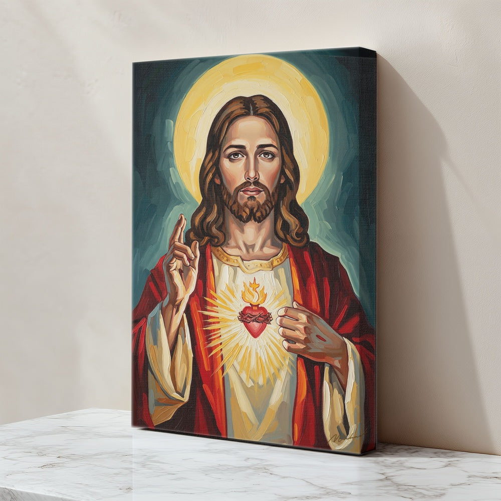 Sacred Heart of Jesus, Christian Canvas Wall Art, Christmas Gift Ideas, Christian Home Decor, Ciaocustom