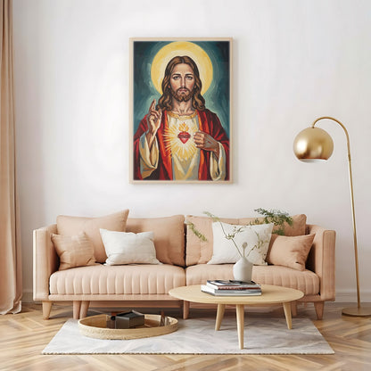 Sacred Heart of Jesus, Christian Canvas Wall Art, Christmas Gift Ideas, Christian Home Decor, Ciaocustom
