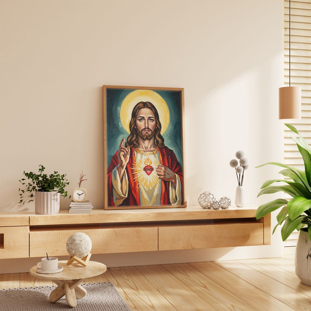 Sacred Heart of Jesus, Christian Canvas Wall Art, Christmas Gift Ideas, Christian Home Decor, Ciaocustom