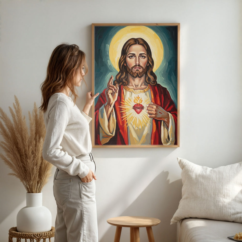 Sacred Heart of Jesus, Christian Canvas Wall Art, Christmas Gift Ideas, Christian Home Decor, Ciaocustom