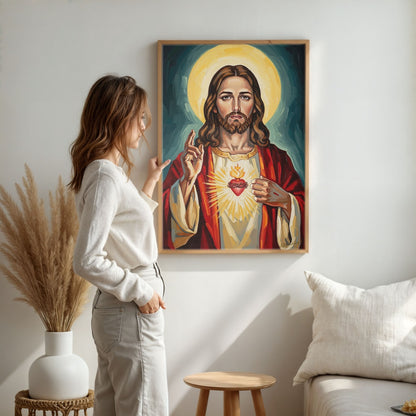 Sacred Heart of Jesus, Christian Canvas Wall Art, Christmas Gift Ideas, Christian Home Decor, Ciaocustom