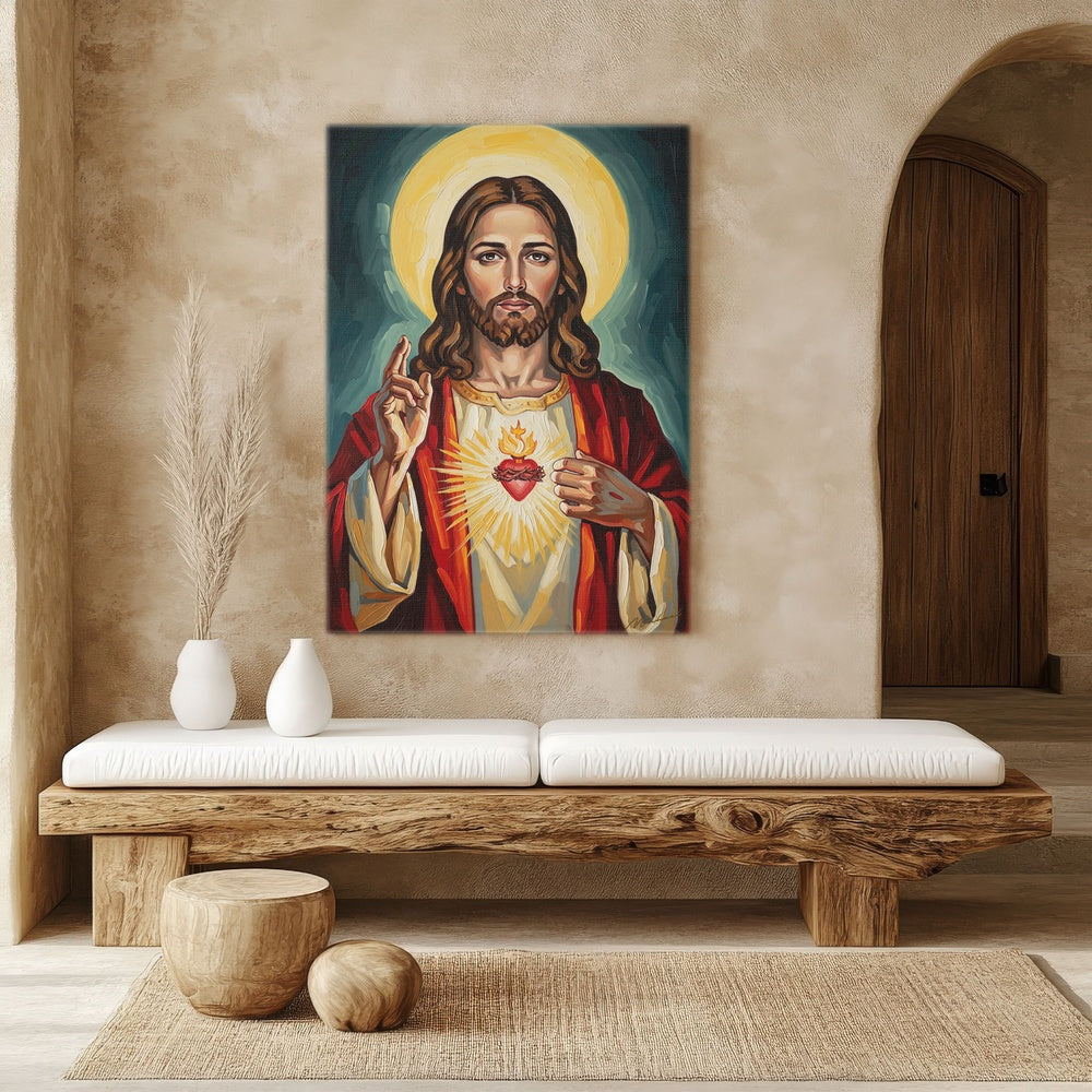 Sacred Heart of Jesus, Christian Canvas Wall Art, Christmas Gift Ideas, Christian Home Decor, Ciaocustom
