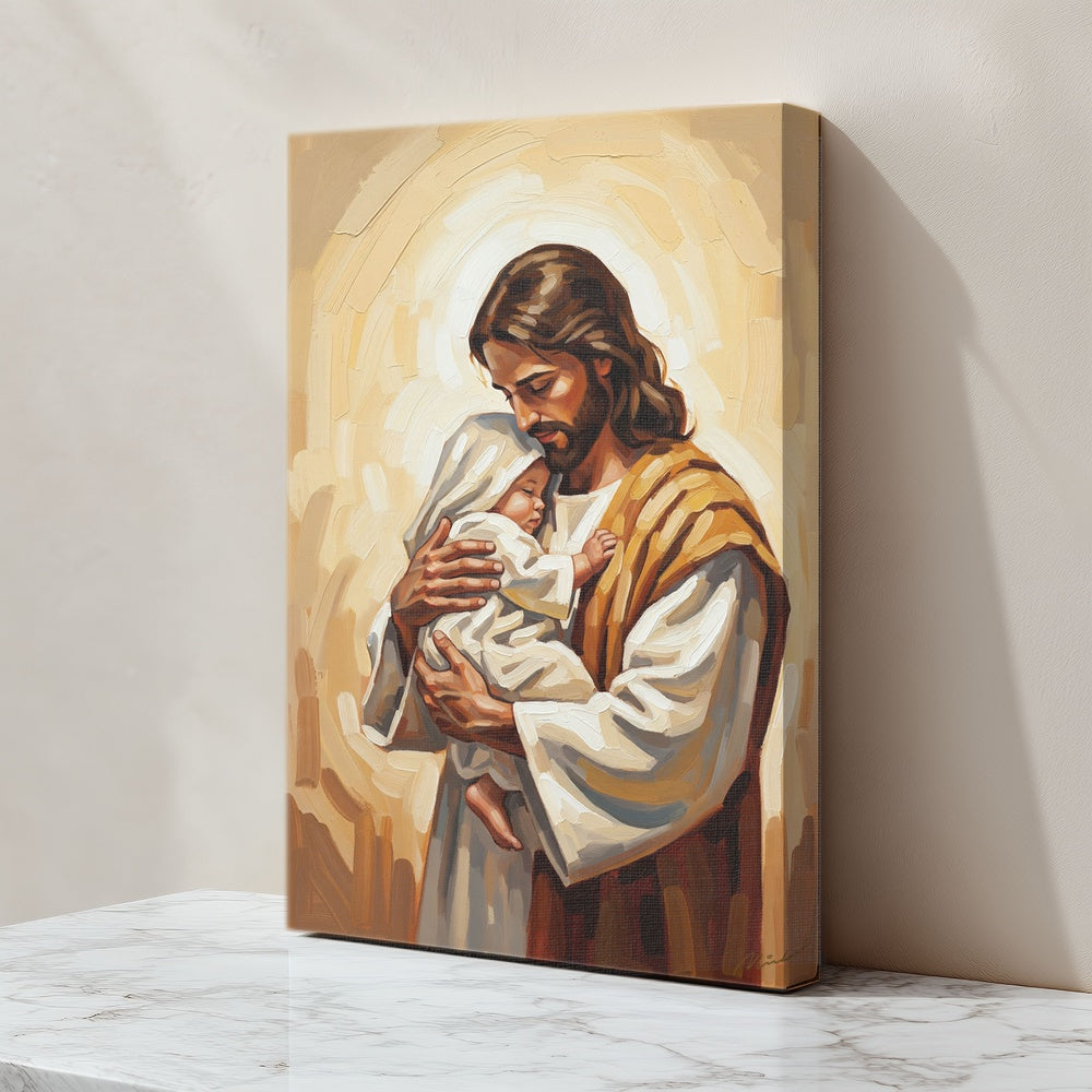 Safe in His Arms, Christian Canvas Wall Art, Christmas Gift Ideas, Christian Home Decor, Ciaocustom