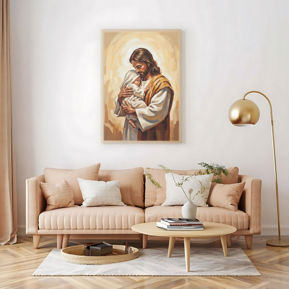 Safe in His Arms, Christian Canvas Wall Art, Christmas Gift Ideas, Christian Home Decor, Ciaocustom